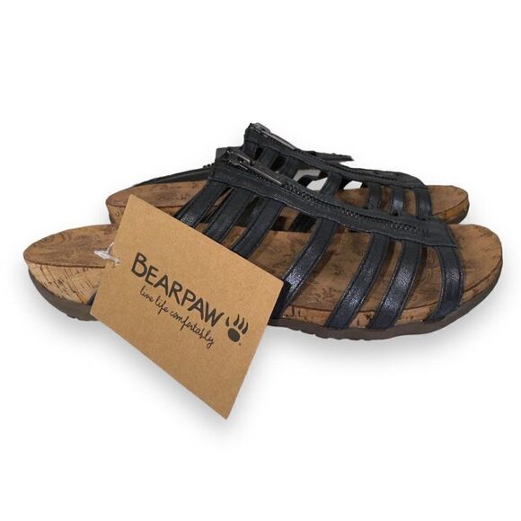 Bearpaw Sabrina Strappy Open Toe Slide Sandals Black / Brown Women's 10 - Picture 4 of 10